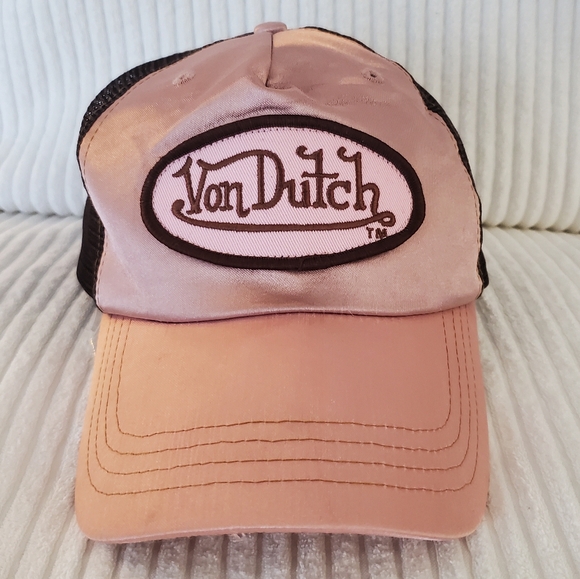 Von Dutch Vintage Pink Satin Trucker Snapback Hat - Picture 2 of 10